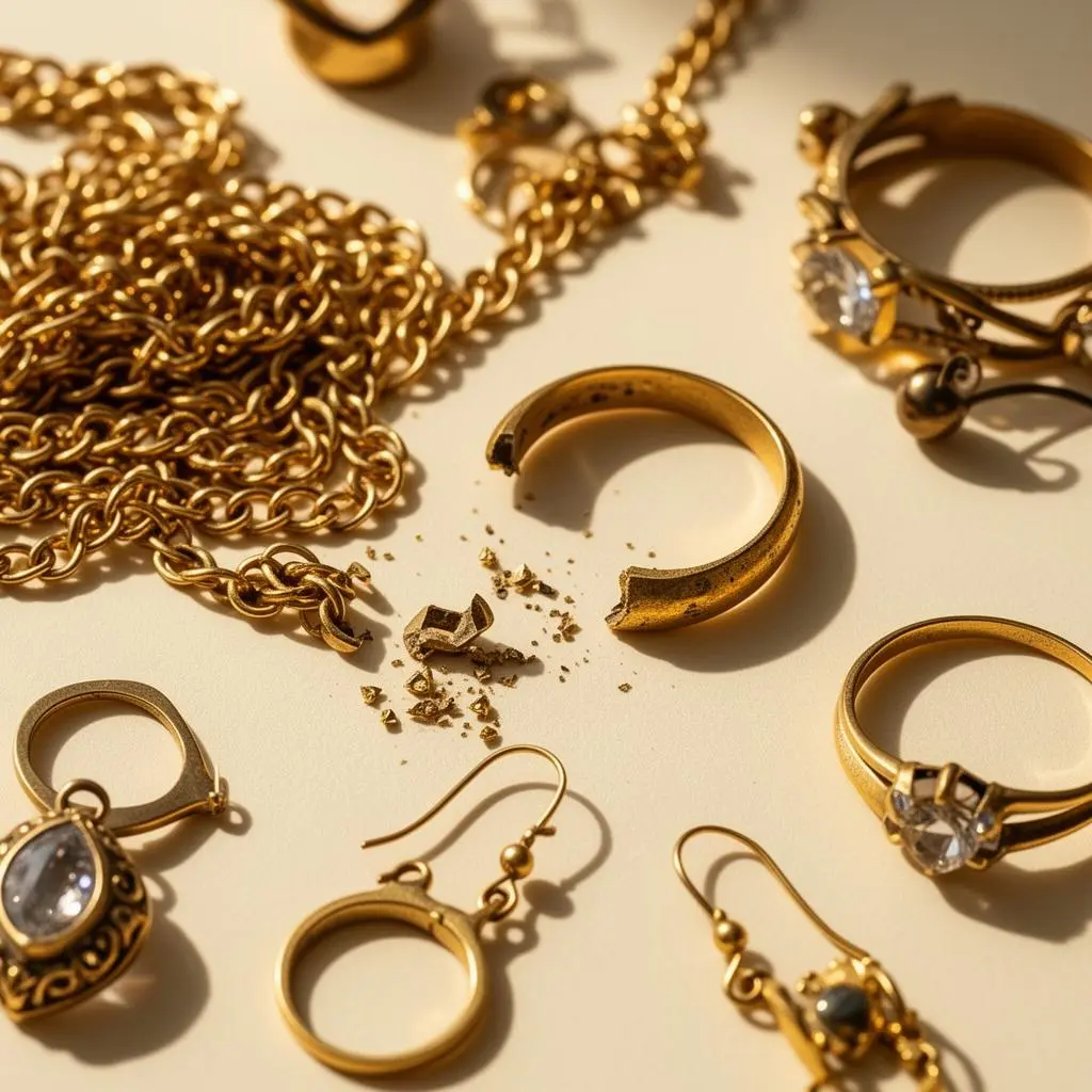 Verzameling gouden sieraden