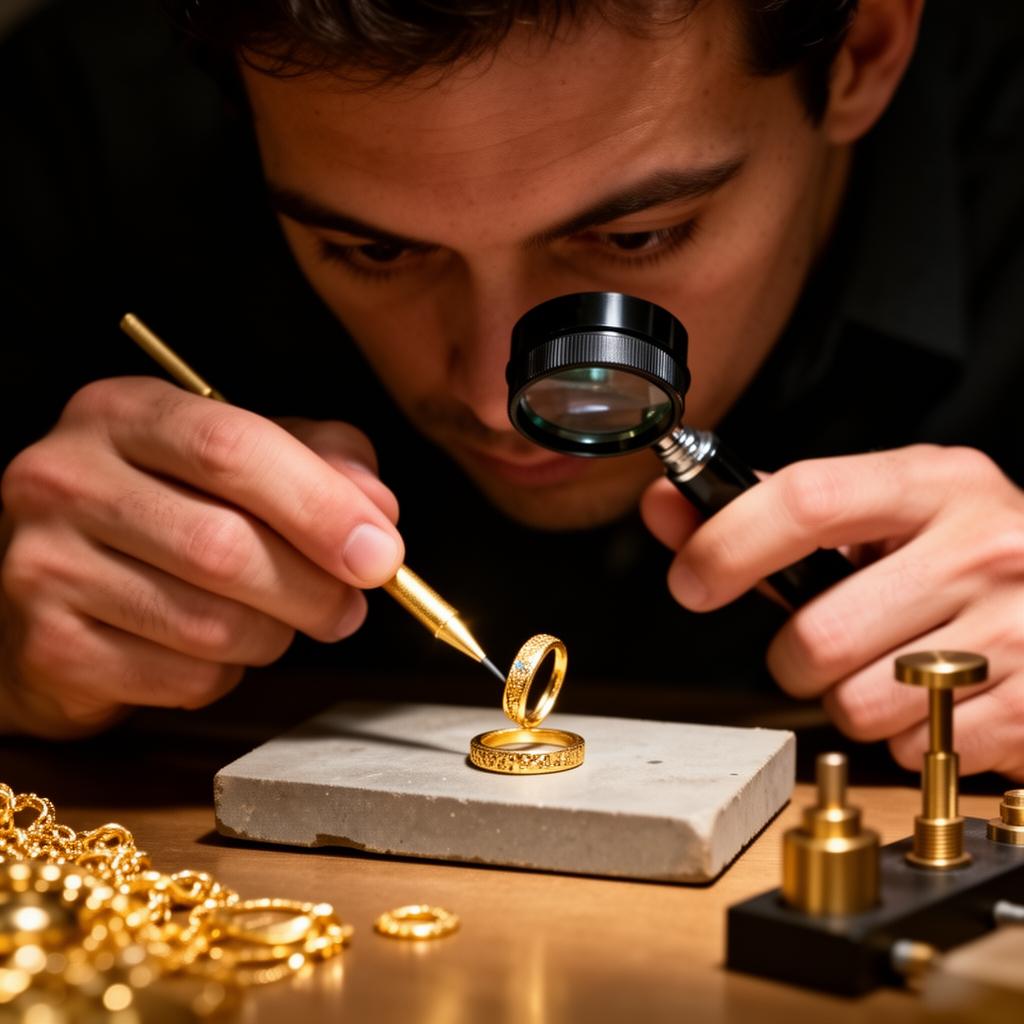 Goud testen op toetssteen door taxateur